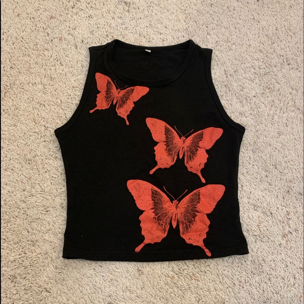 YesStyle Y2K Butterfly Crop Top